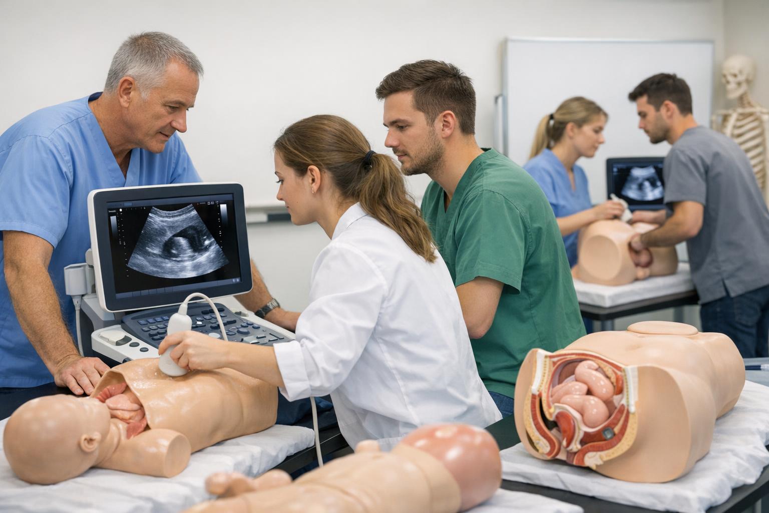 zajęcia praktyczne z użyciem aparatu USG na modelach anatomicznych